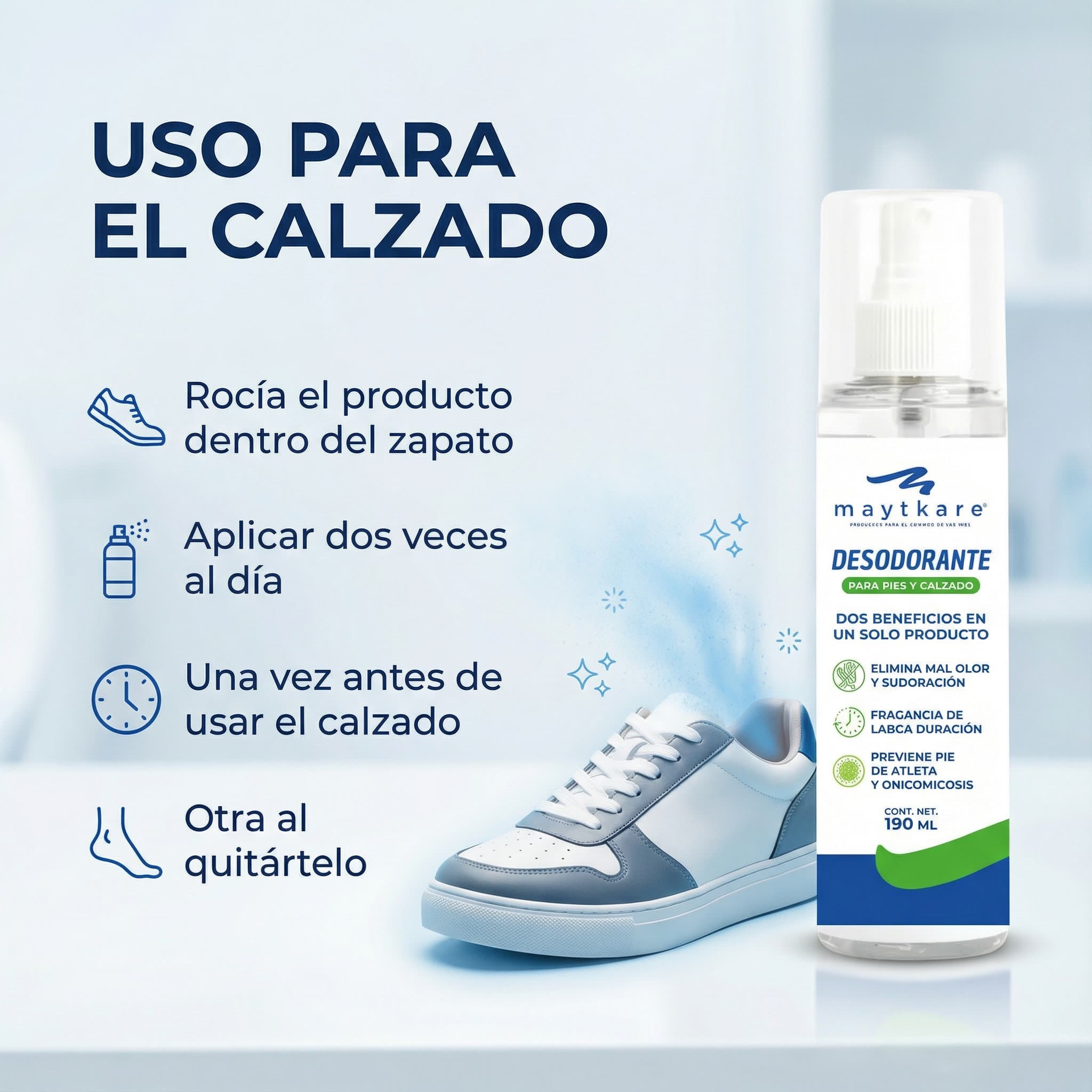 Modo de uso Desodorante para Pies Maytkare 90 ml